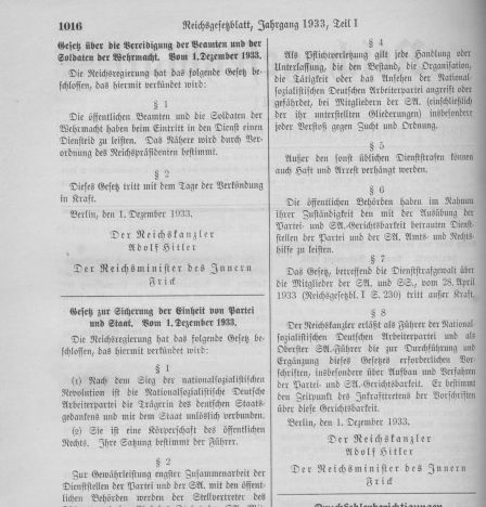Das veröffentlichte Gesetz im Reichsgesetzblatt