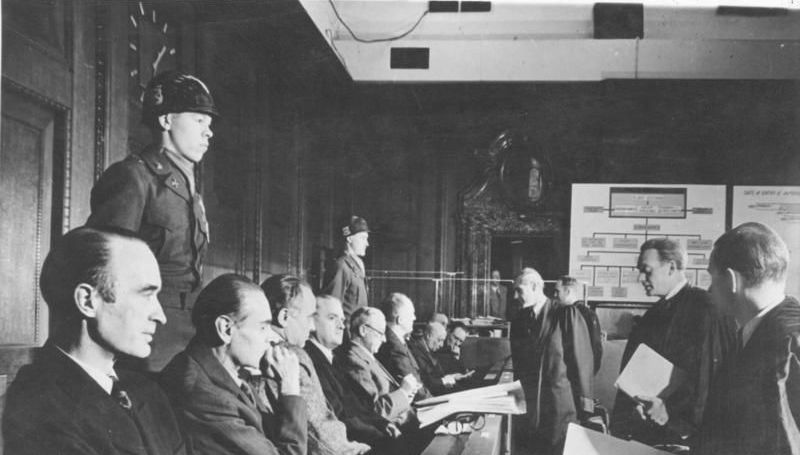 Nuremberg, 1947. Alfried Krupp (left) managed to avoid the International Tribunal in 1945 but was convicted by an American military court.