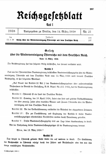 Veröffentlichung des Gesetzes im Reichsgesetzblatt