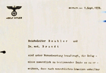 Hitler's permission to grant euthanasia to incurably sick patients. 