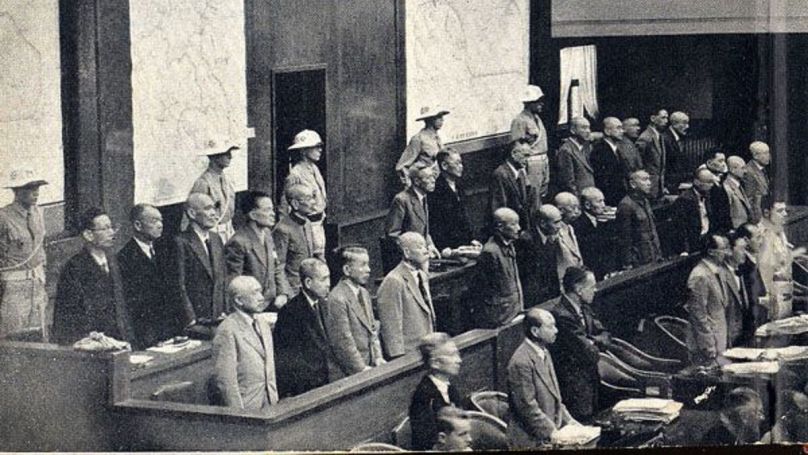 Bloc des accusés. Ichigaya, Tokyo. 1946