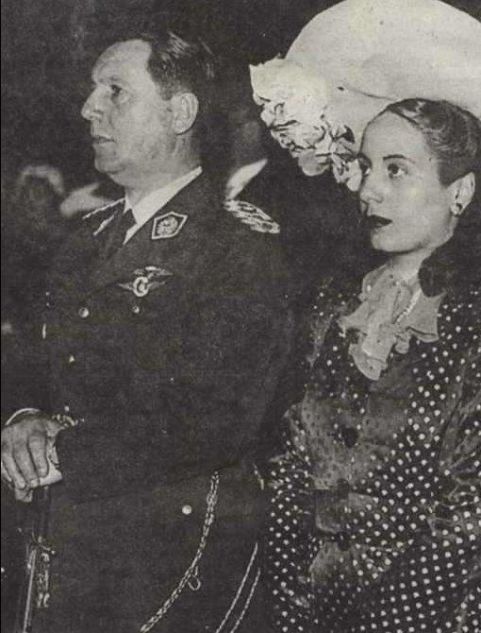 Juan Carlos Perón und Eva Duarte de Perón 1945.