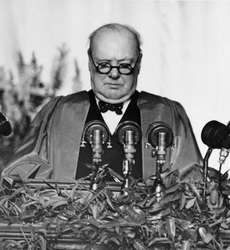 Der ehemalige britische Premier Winston Churchill hält Rede in Fulton, 5. März 1946