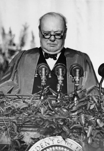 Der ehemalige britische Premier Winston Churchill hält Rede in Fulton, 5. März 1946