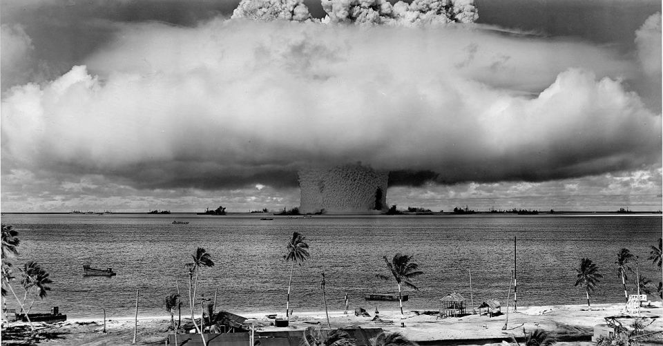  Nuclear weapon test by the United States military at Bikini Atoll, 1946.