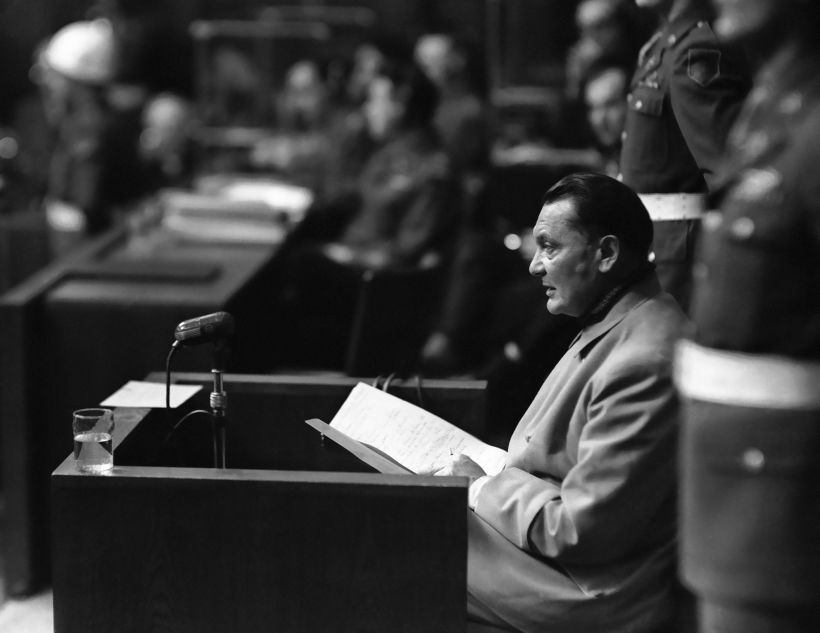 Hermann Göring beim Nürnberger Prozess