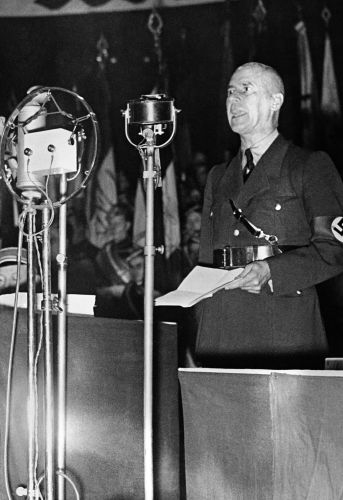 Wilhelm Frick, ministre de l'Intérieur du Troisième Reich, lors de son discours du 18 janvier 1939