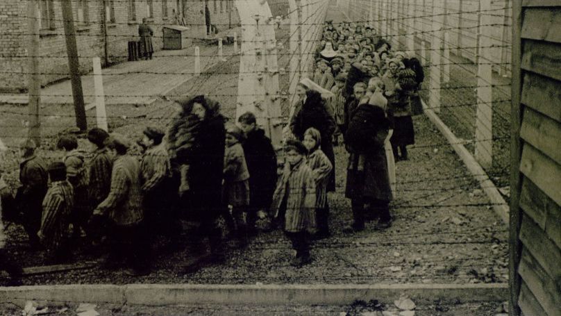 Women and children at Auschwitz 