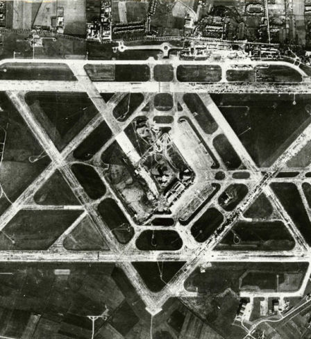 Aerial photo of Heathrow Airport from the 1950s, before the terminals were built