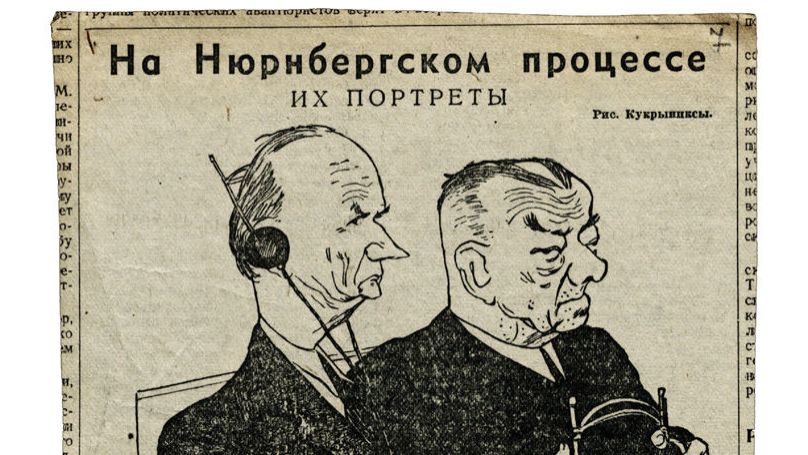 Caricature of Erich Raeder and Karl Doenitz during the trial