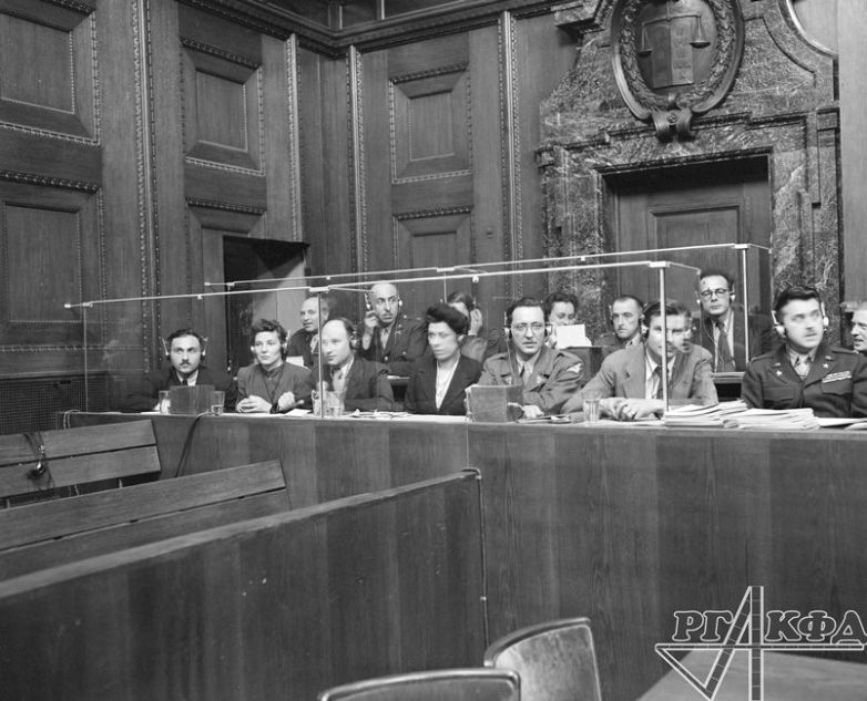 Interpreters at a session of the International Military Tribunal.