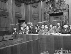 Interpreters at a session of the International Military Tribunal.