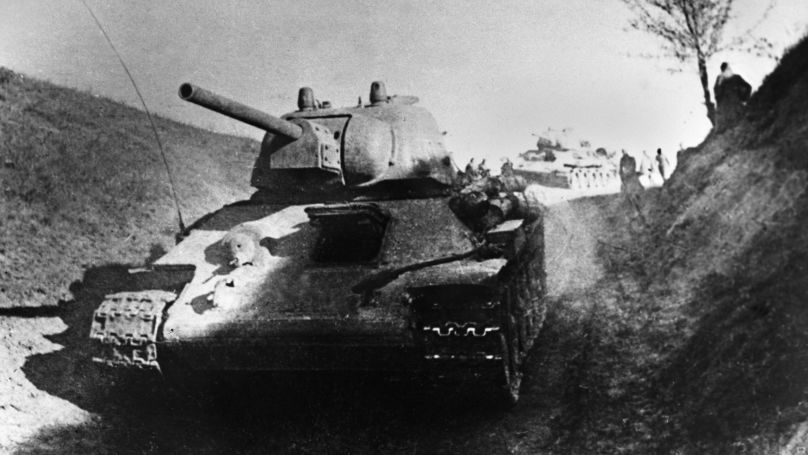 Soviet tanks (T-34) during the attack.