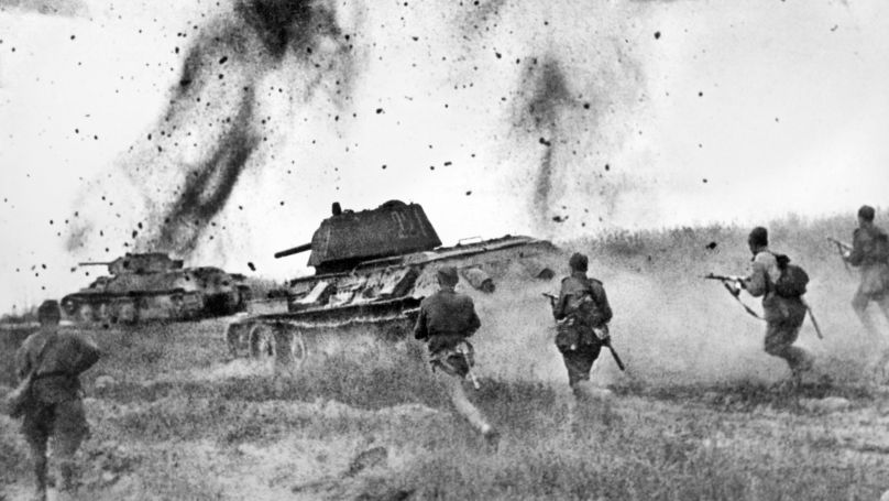 The Battle of Kursk. Attack of the units of the 5th Guards Tank Army at Prokhorovka.