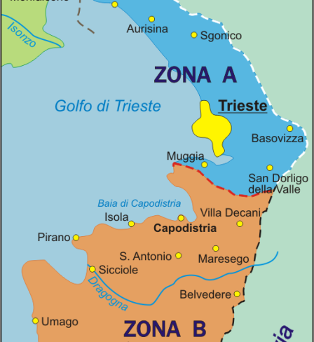 Carte des territoires disputés de Trieste