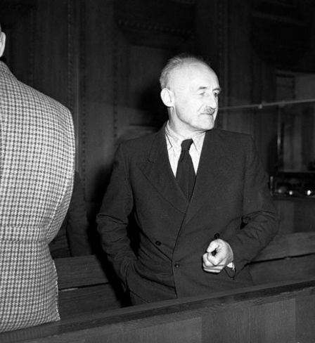 L’accusé Julius Streicher lors du procès de Nuremberg, décembre 1945 // Archives d'État russes des documents cinématographiques et photographiques, numéro d'archives B-2476