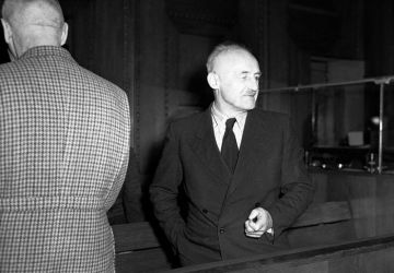 L’accusé Julius Streicher lors du procès de Nuremberg, décembre 1945 // Archives d'État russes des documents cinématographiques et photographiques, numéro d'archives B-2476