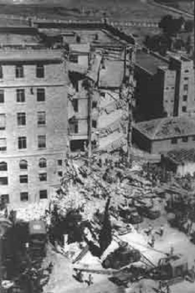 La partie sud de l'hôtel King David après l'explosion