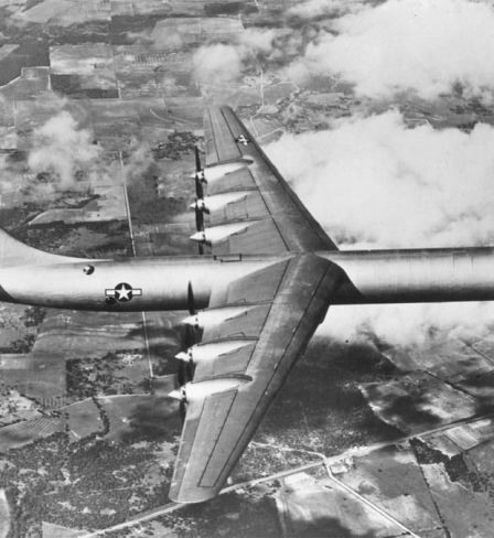 The XB-36 on its first flight
