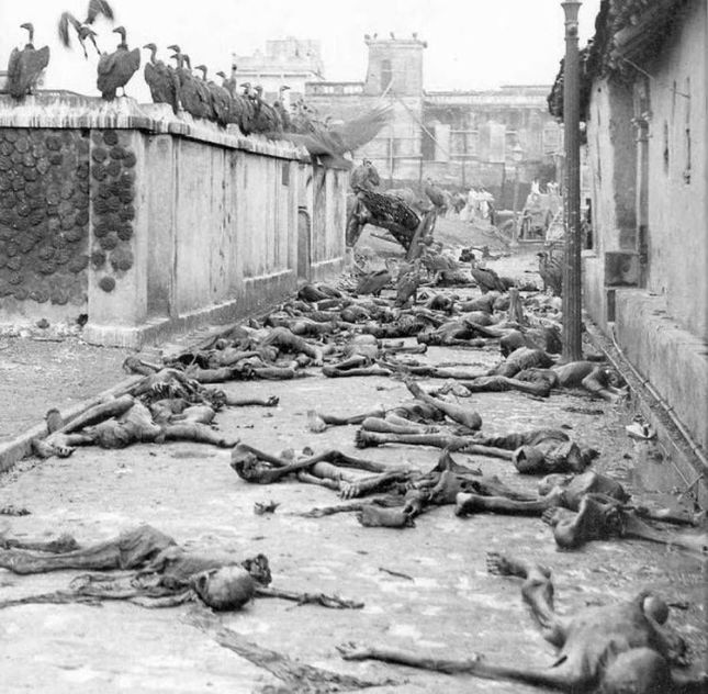 Des corps dans les rues de Calcutta après la «Journée d'action directe», août 1946.